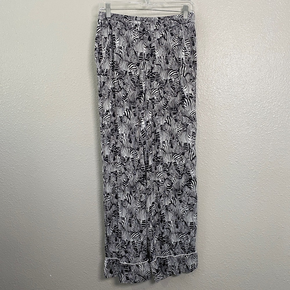 Banana Republic Zebra Pajama Pants Small Animal Print Wearable Art Wide Leg